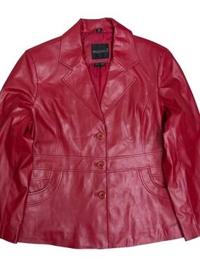 SEQUENCE Faux Vegan Leather Red Jacket Business Casual Glam Coat Womens XL